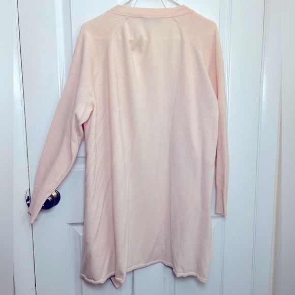 LOFT 16/18 Asymmetrical Open Front 3/4 Sleeve Light Pink / Pastel Pink Cardigan - Picture 7 of 8